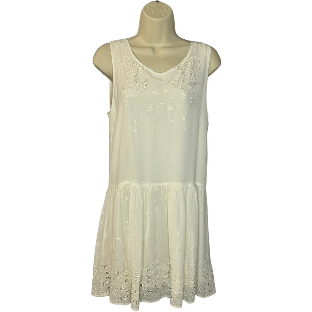 Anine Bing Embroidered Mini Dress Romantic Casual Wardrobe Cream Coastal XS New